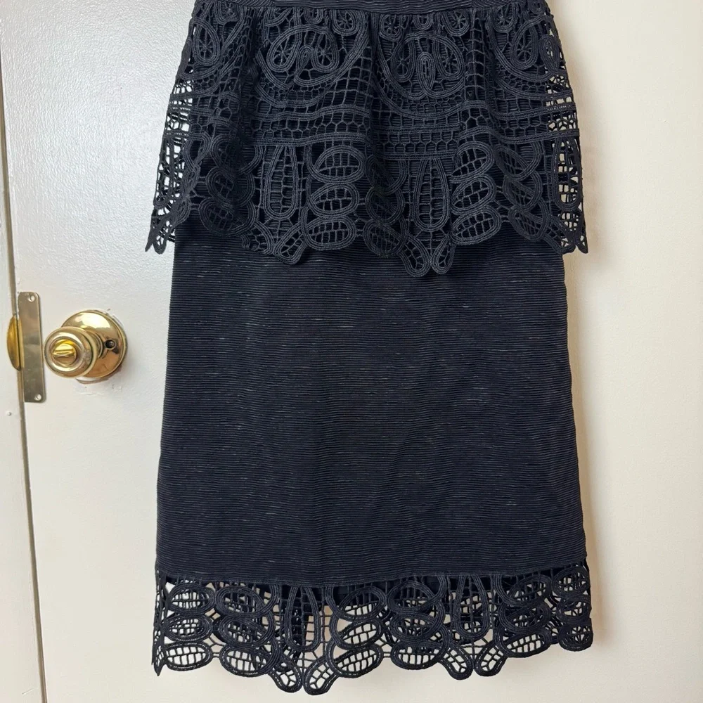 Gianni Bini Monica Black Lace Peplum Crisscross Straps Dress Size 4 - Picture 4 of 7